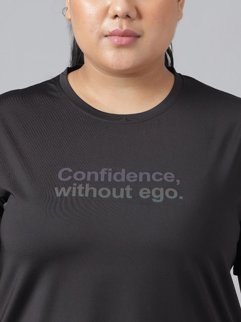 MKH Plus Size Typography Printed Relaxed Fit Dri-FIT T-shirt - Image 2