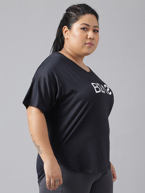 MKH Plus Size Typography Printed Drop-Shoulder Sleeves Dri-FIT Relaxed Fit Sports T-shirt - Image 3