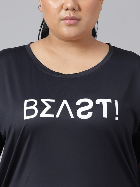 MKH Plus Size Typography Printed Drop-Shoulder Sleeves Dri-FIT Relaxed Fit Sports T-shirt - Image 2