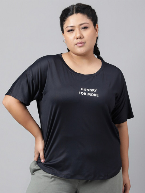 MKH Plus Size Relaxed Fit Typography Printed Round Neck Short Sleeve Dri-FIT T-shirt