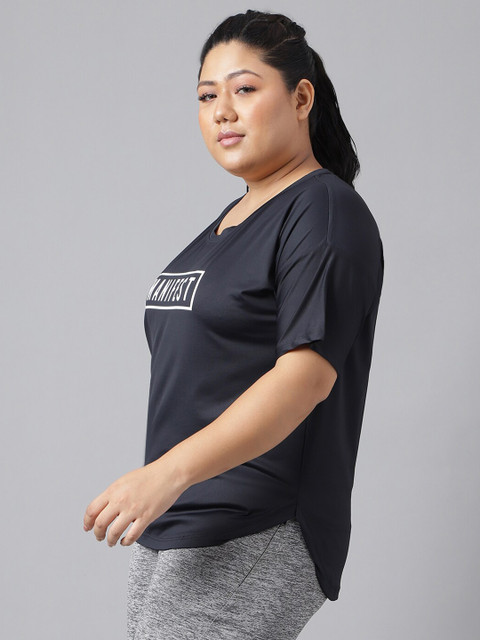 MKH Plus Size Relaxed Fit Typography Printed Drop Shoulder Sleeves Dri-Fit Sports T-shirt - Image 4