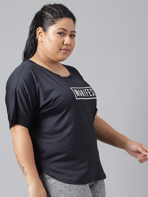 MKH Plus Size Relaxed Fit Typography Printed Drop Shoulder Sleeves Dri-Fit Sports T-shirt - Image 3