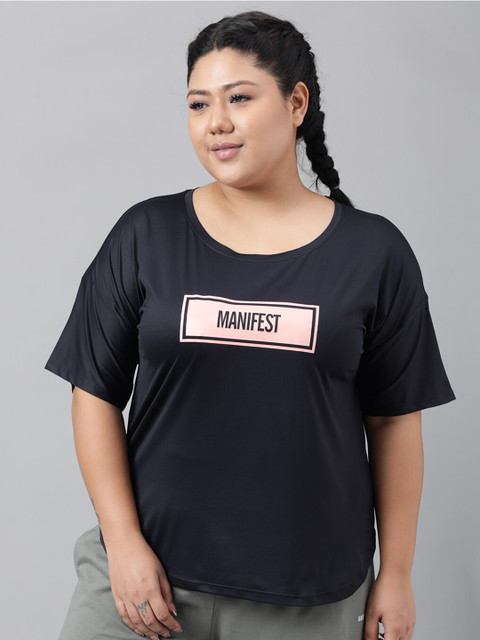 MKH Plus Size Relaxed Fit Typography Printed Dri-FIT Technology Sports T-shirt