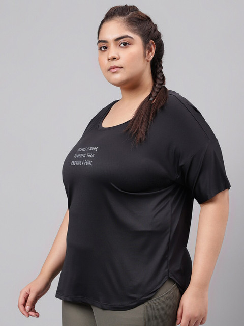 MKH Plus Size Typography Printed Relaxed Fit Dri FIT T-shirt - Image 4