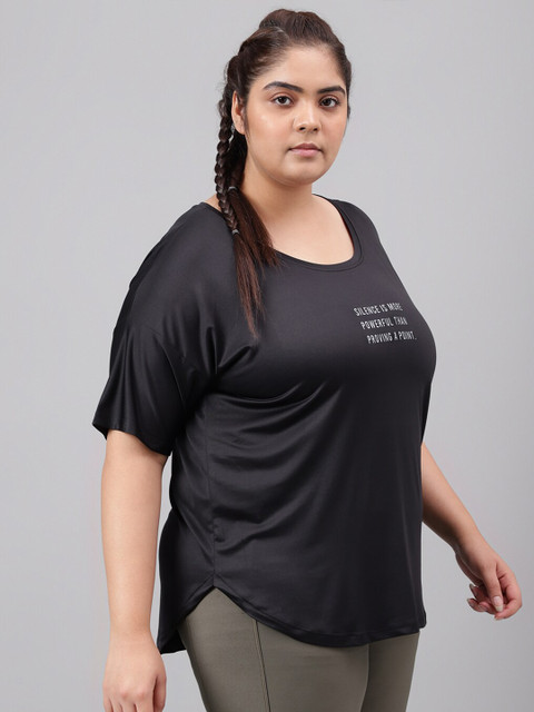 MKH Plus Size Typography Printed Relaxed Fit Dri FIT T-shirt - Image 3