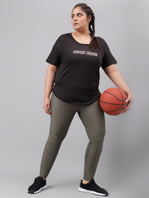 MKH Plus Size Typography Printed Drop-Shoulder Sleeves Relaxed Fit Dri-FIT T-shirt - Image 6