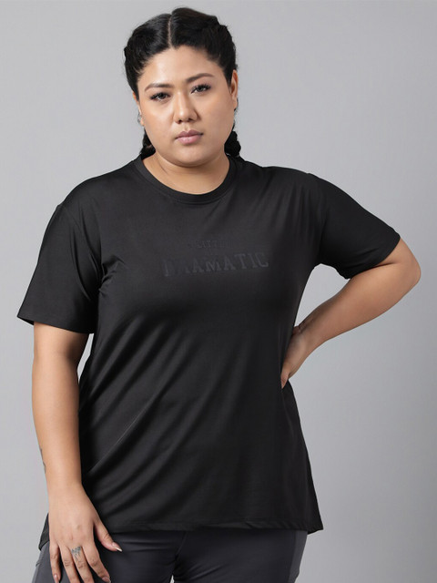 MKH Plus Size Relaxed Fit Typography Printed Dri-Fit Sports T-shirt