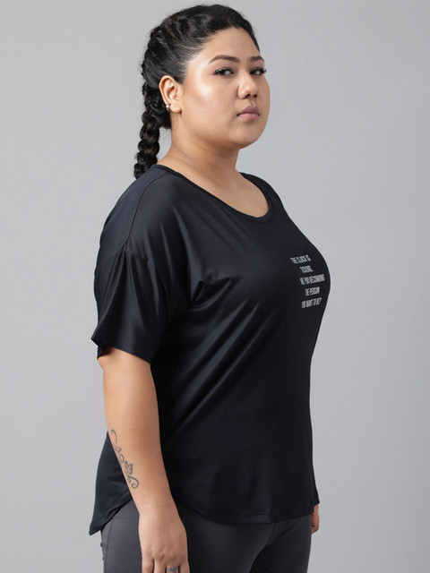 MKH Plus Size Typography Printed Drop-Shoulder Sleeves Relaxed Dri-Fit T-shirt - Image 3