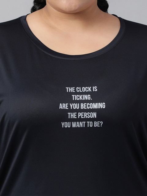 MKH Plus Size Typography Printed Drop-Shoulder Sleeves Relaxed Dri-Fit T-shirt - Image 2