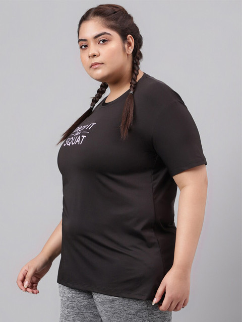 MKH Plus Size Typography Printed Relaxed Fit Dri-FIT T-shirt - Image 4