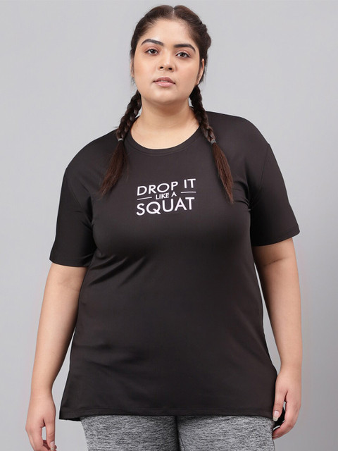 MKH Plus Size Typography Printed Relaxed Fit Dri-FIT T-shirt