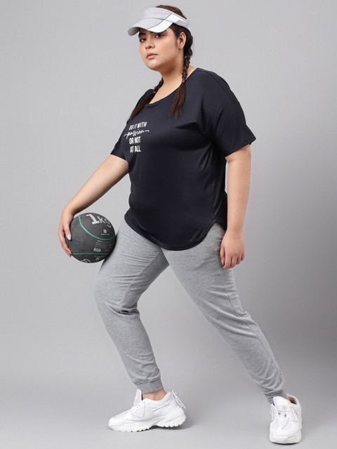 MKH Plus Size Typography Printed Drop-Shoulder Sleeves Relaxed Dri-Fit T-shirt - Image 6