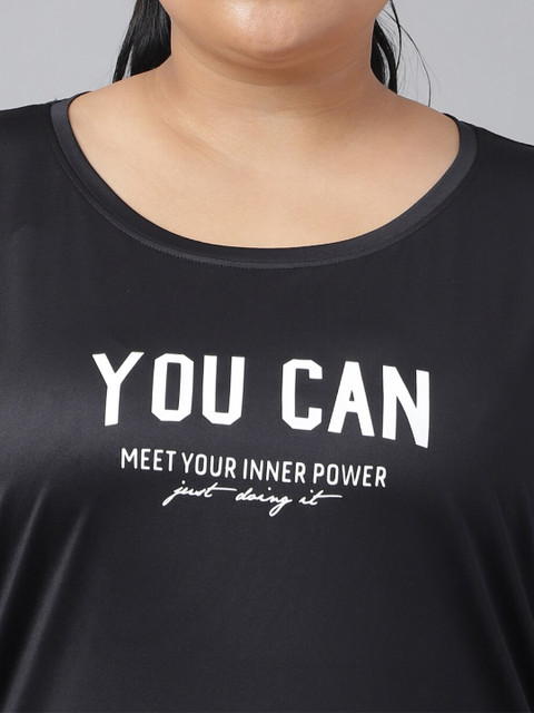 MKH Plus Size Relaxed Fit Typography Printed Drop Shoulder Sleeves Dri-Fit Sports T-shirt - Image 2