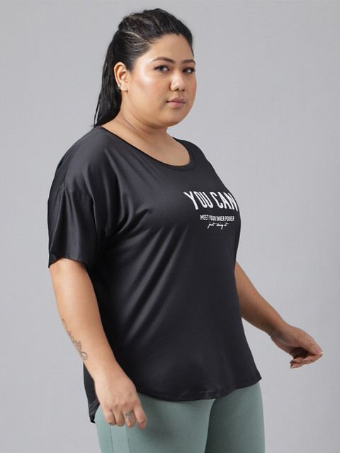 MKH Plus Size Relaxed Fit Typography Printed Drop Shoulder Sleeves Dri-Fit Sports T-shirt - Image 3
