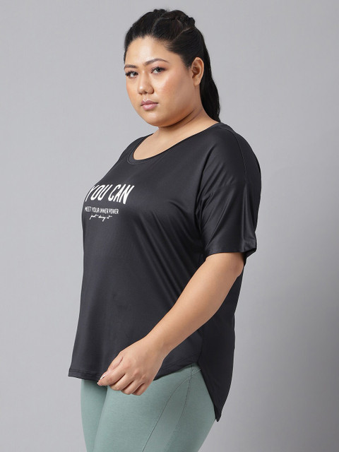 MKH Plus Size Relaxed Fit Typography Printed Drop Shoulder Sleeves Dri-Fit Sports T-shirt - Image 4
