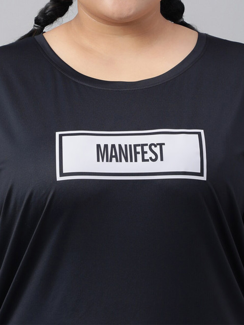 MKH Plus Size Typography Printed Relaxed Fit Dri-FIT T-shirt - Image 2