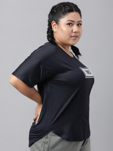 MKH Plus Size Typography Printed Relaxed Fit Dri-FIT T-shirt - Image 3