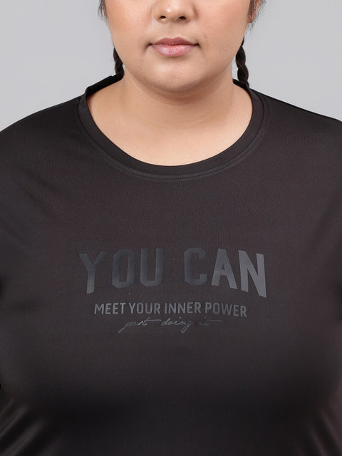 MKH Plus Size Typography Printed Drop Shoulder Sleeves Relaxed Fit Dri-FIT Sports T-Shirt - Image 2