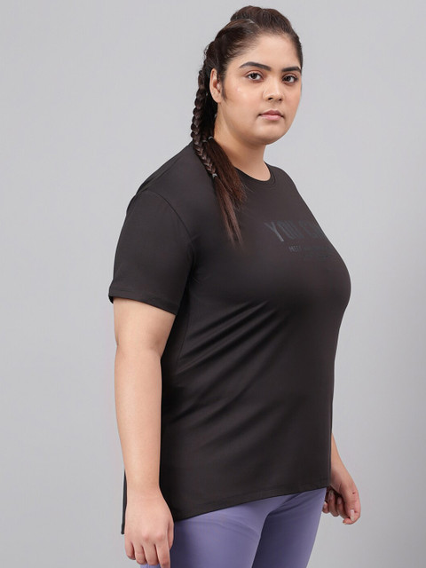 MKH Plus Size Typography Printed Drop Shoulder Sleeves Relaxed Fit Dri-FIT Sports T-Shirt - Image 3