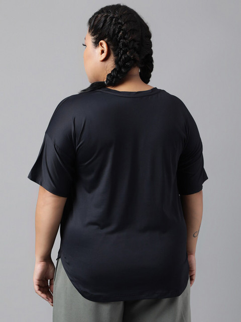 MKH Plus Size Typography Printed Dri-FIT Relaxed Fit Drop-Shoulder Sleeves Sports T-shirt - Image 5