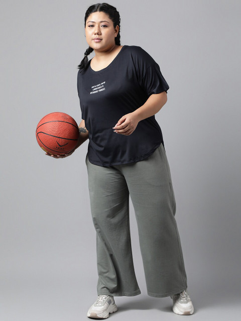 MKH Plus Size Typography Printed Dri-FIT Relaxed Fit Drop-Shoulder Sleeves Sports T-shirt - Image 6