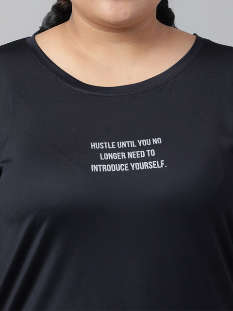 MKH Plus Size Typography Printed Dri-FIT Relaxed Fit Drop-Shoulder Sleeves Sports T-shirt - Image 2