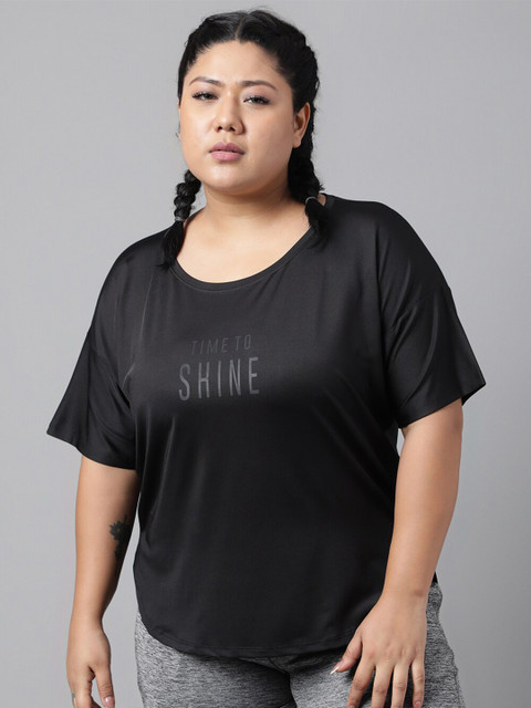 MKH Plus Size Typography Printed Dri-FIT Sports T-Shirt