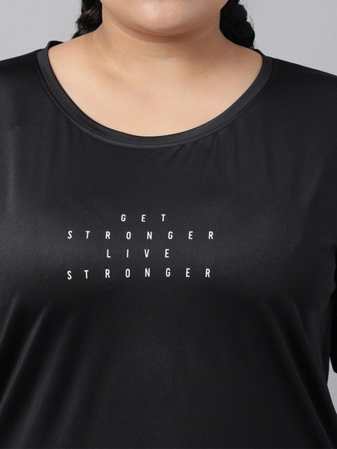 MKH Plus Size Typography Printed Drop Shoulder Sleeves Dri-FIT Relaxed Fit Sports T-shirt - Image 2