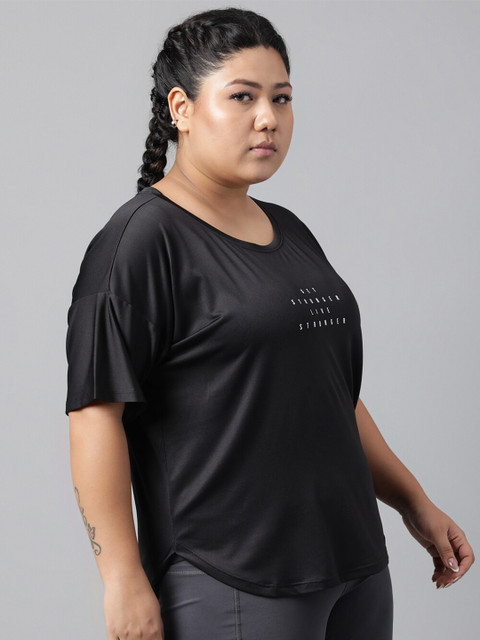 MKH Plus Size Typography Printed Drop Shoulder Sleeves Dri-FIT Relaxed Fit Sports T-shirt - Image 3