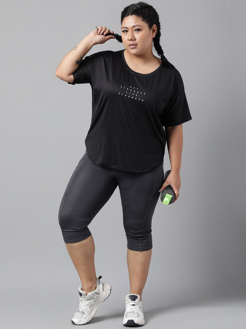 MKH Plus Size Typography Printed Drop Shoulder Sleeves Dri-FIT Relaxed Fit Sports T-shirt - Image 6