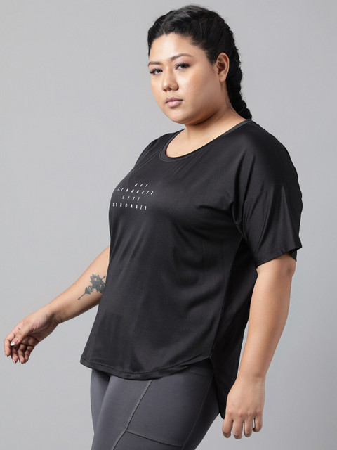 MKH Plus Size Typography Printed Drop Shoulder Sleeves Dri-FIT Relaxed Fit Sports T-shirt - Image 4