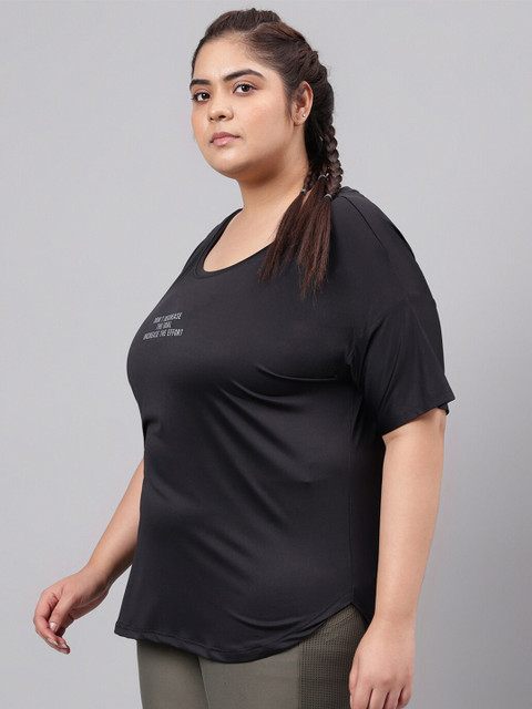 MKH Plus Size Dri-FIT Typography Printed Round Neck Relaxed Fit T-Shirt - Image 4