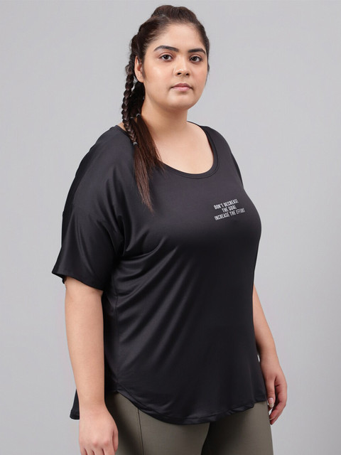 MKH Plus Size Dri-FIT Typography Printed Round Neck Relaxed Fit T-Shirt - Image 3