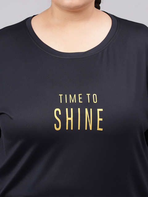 MKH Plus Size Typography Printed Relaxed Fit Dri-FIT T-shirt - Image 2