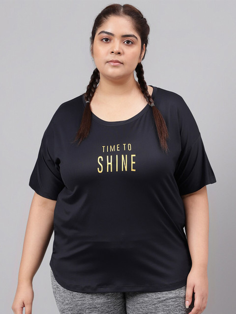 MKH Plus Size Typography Printed Relaxed Fit Dri-FIT T-shirt