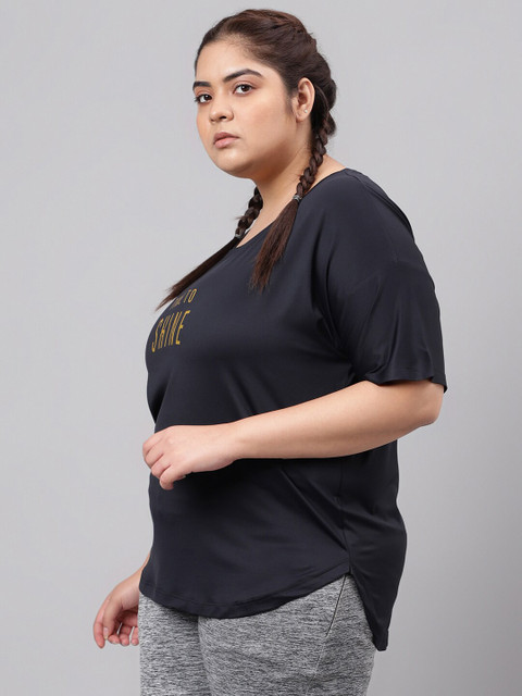 MKH Plus Size Typography Printed Relaxed Fit Dri-FIT T-shirt - Image 4
