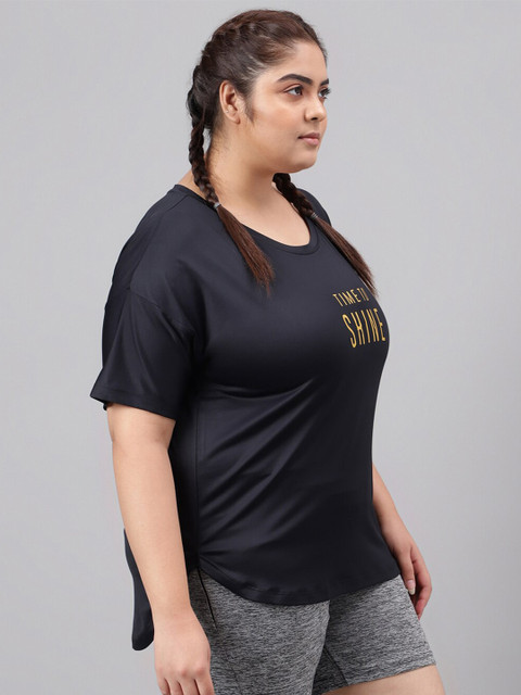 MKH Plus Size Typography Printed Relaxed Fit Dri-FIT T-shirt - Image 3