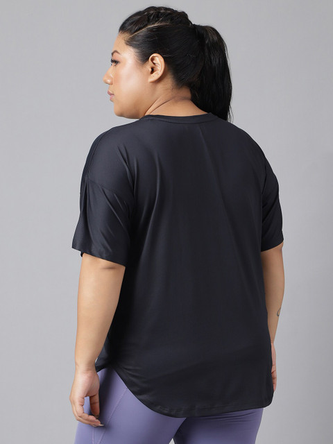 MKH Plus Size Typography Printed Drop-Shoulder Sleeves Relaxed Dri-Fit T-shirt - Image 5