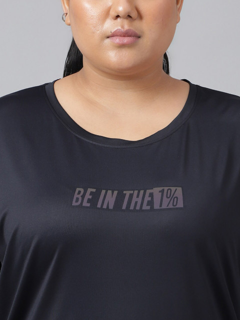 MKH Plus Size Typography Printed Drop-Shoulder Sleeves Relaxed Dri-Fit T-shirt - Image 2