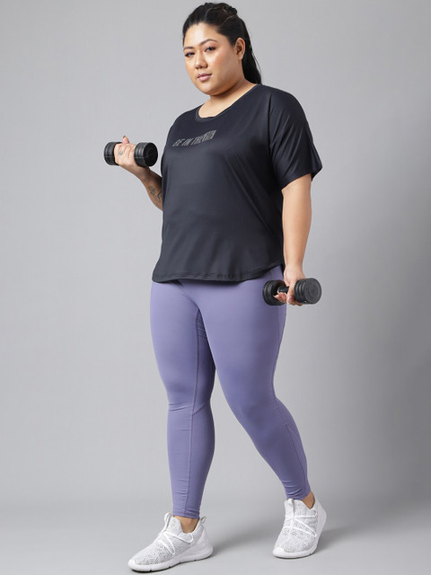 MKH Plus Size Typography Printed Drop-Shoulder Sleeves Relaxed Dri-Fit T-shirt - Image 6