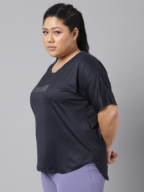 MKH Plus Size Typography Printed Drop-Shoulder Sleeves Relaxed Dri-Fit T-shirt - Image 4