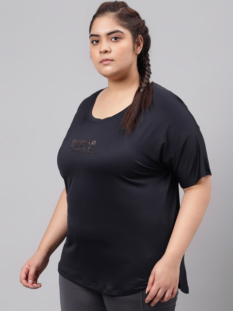 MKH Plus Size Typography Printed Relaxed Fit Dri-FIT T-shirt - Image 4