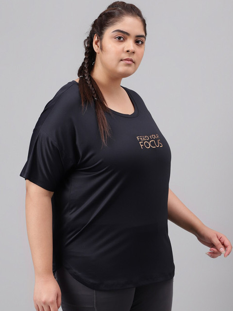 MKH Plus Size Typography Printed Relaxed Fit Dri-FIT T-shirt - Image 3