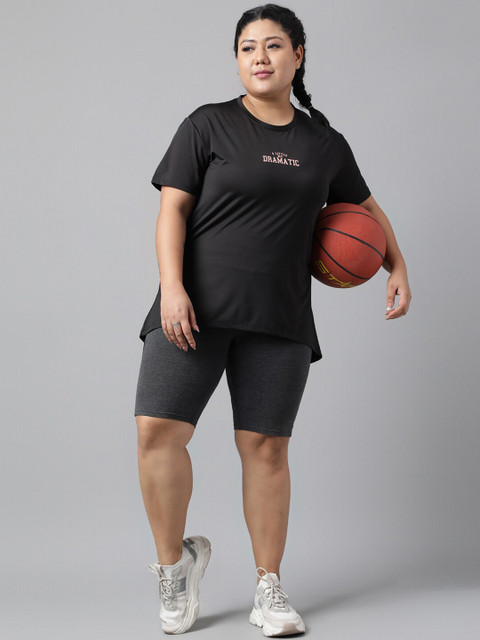 MKH Plus Size Typography Printed Relaxed Fit Dri-FIT Sports T-shirt - Image 6