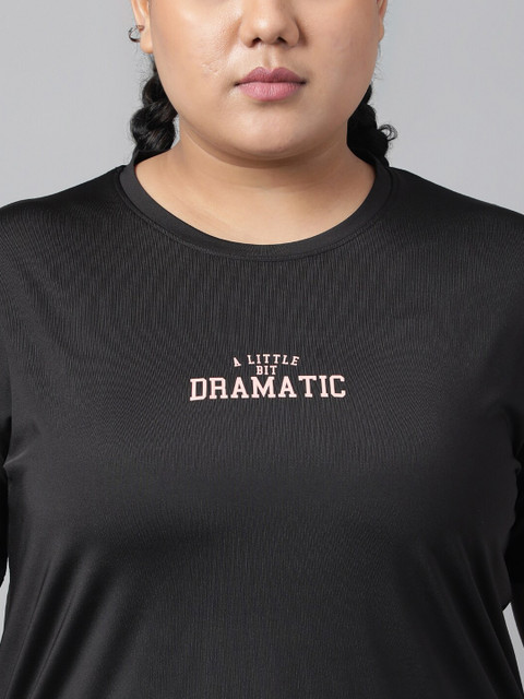 MKH Plus Size Typography Printed Relaxed Fit Dri-FIT Sports T-shirt - Image 2