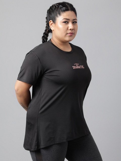 MKH Plus Size Typography Printed Relaxed Fit Dri-FIT Sports T-shirt - Image 3