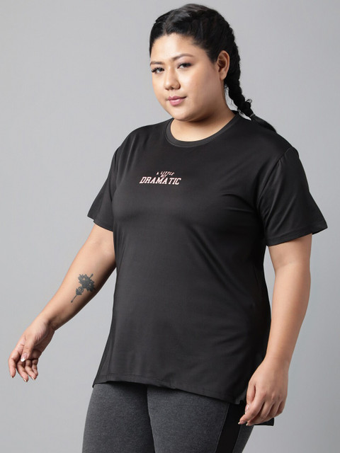 MKH Plus Size Typography Printed Relaxed Fit Dri-FIT Sports T-shirt - Image 4