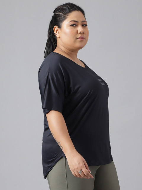 MKH Plus Size Typography Printed Dri-FIT Relaxed Fit Training T-shirt - Image 3