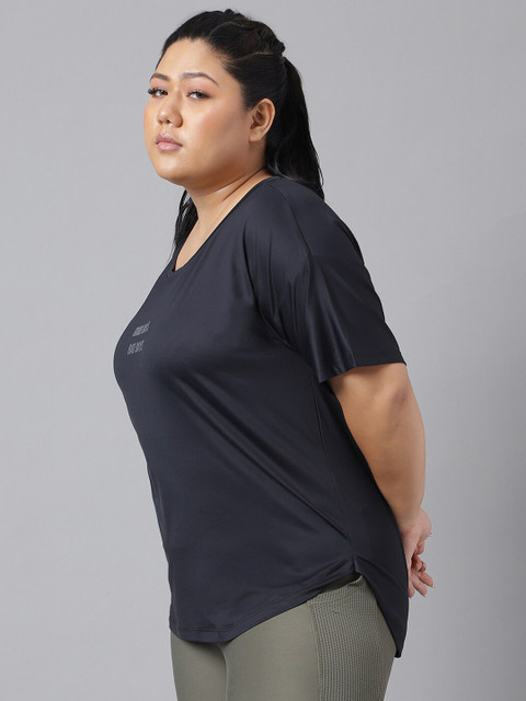 MKH Plus Size Typography Printed Dri-FIT Relaxed Fit Training T-shirt - Image 4