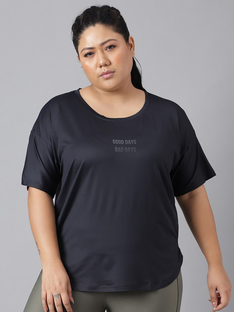 MKH Plus Size Typography Printed Dri-FIT Relaxed Fit Training T-shirt